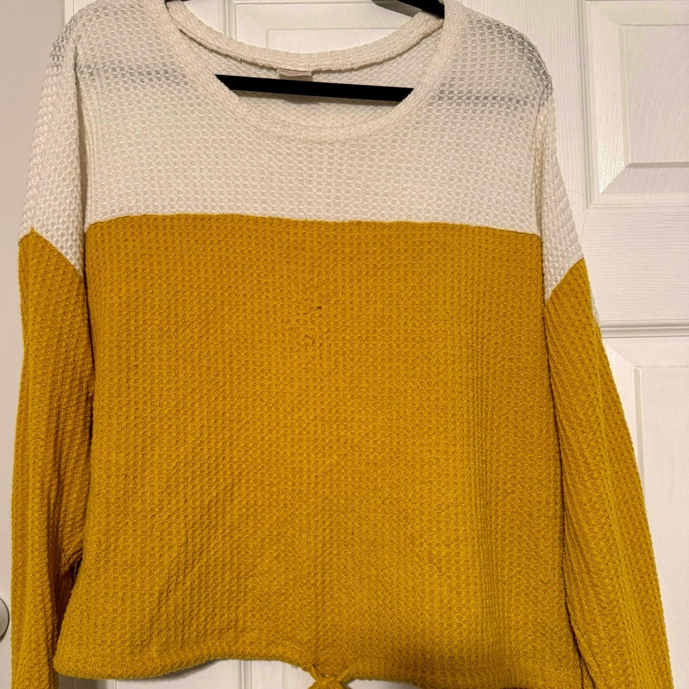 Color Block Sweater - Cream and Yellow